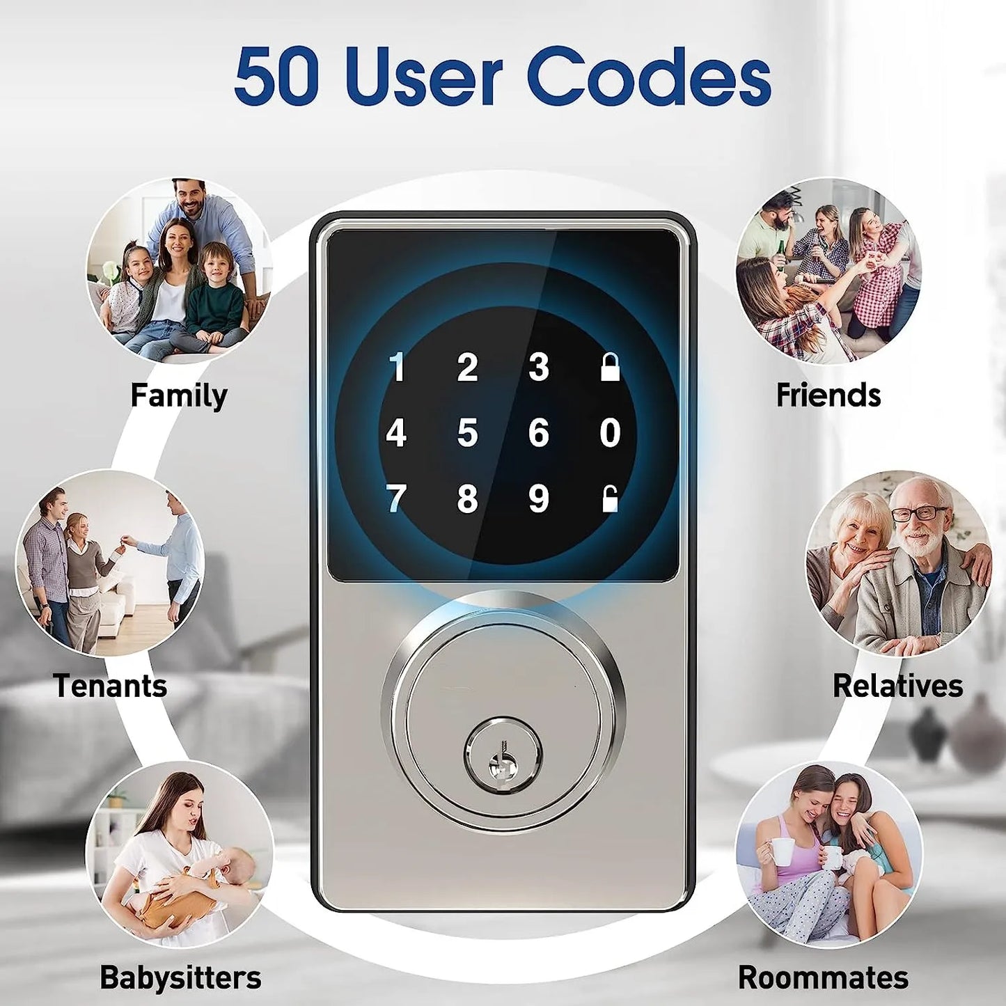 Smart Digital Door Lock with App & 50 User Codes