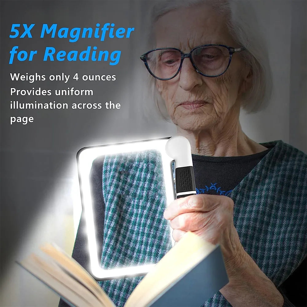 Portable Illuminated Magnifier – 5X Square Magnifying Glass