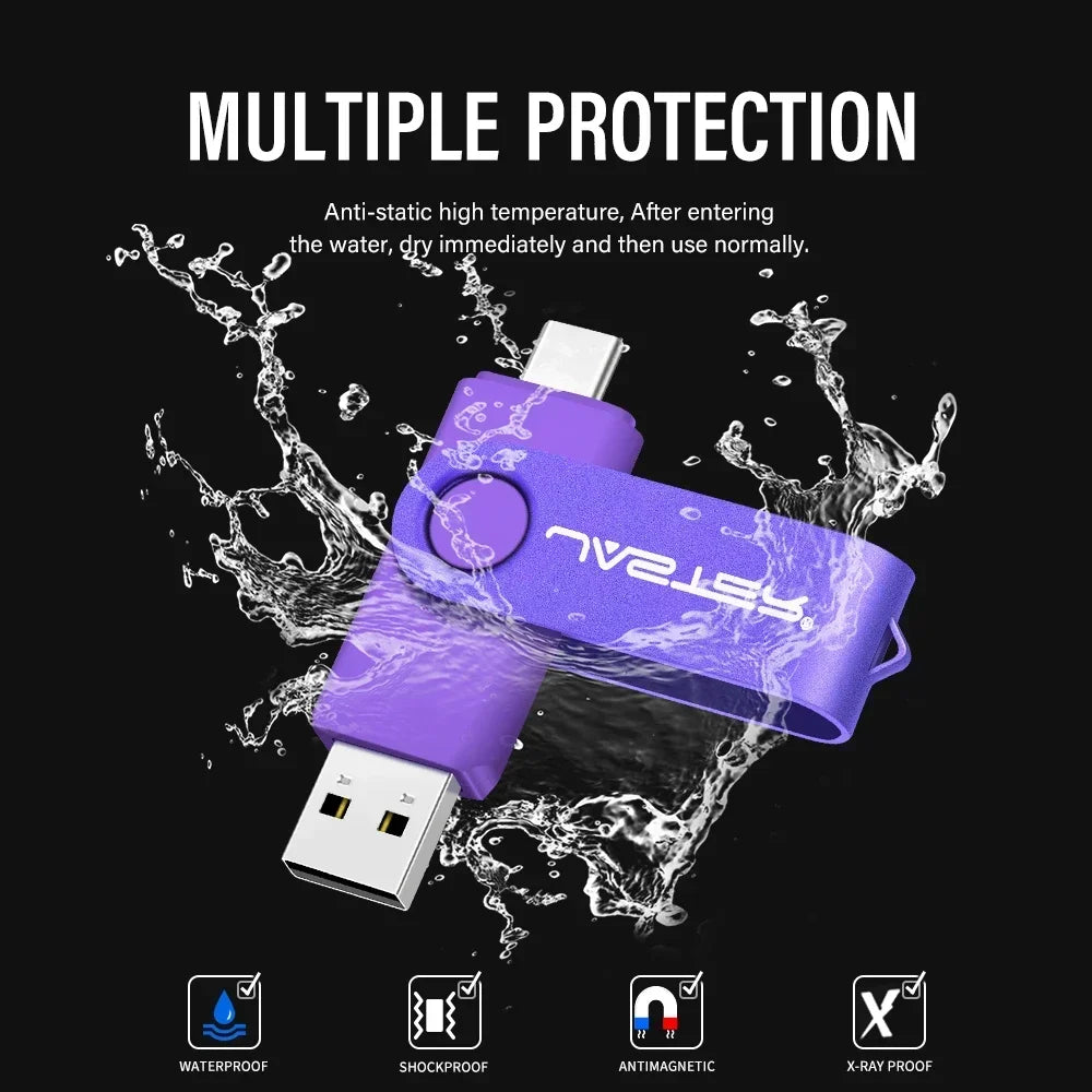 3-in-1 USB Flash Drive 128GB –USB 3.0, Type-C & Micro USB
