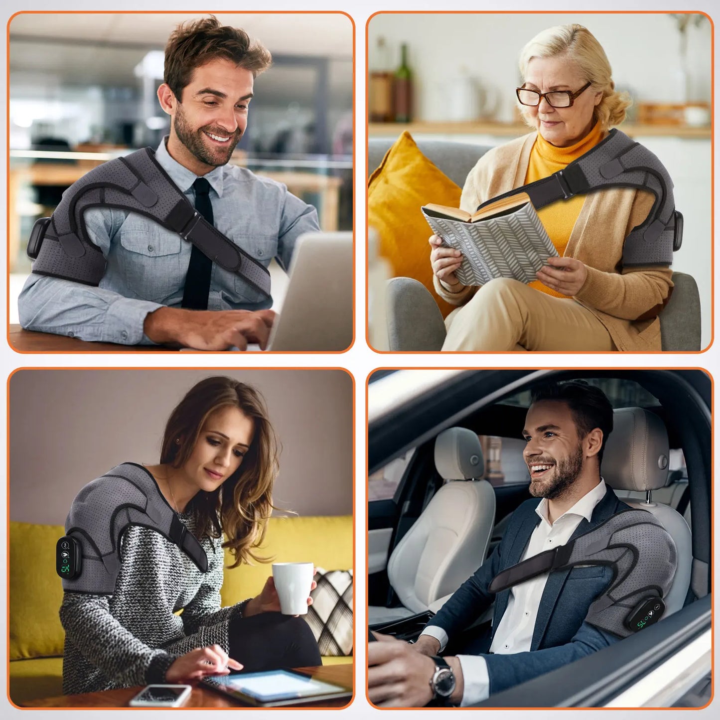 Electric Heating Shoulder Brace – LED Vibration Massage