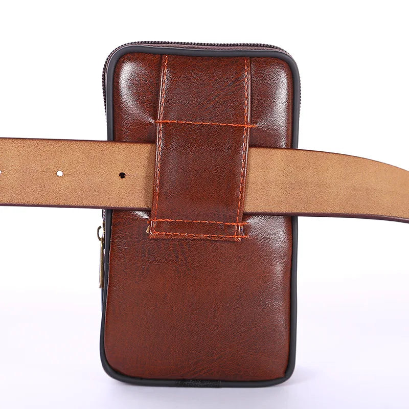 Men’s Leather Belt Bag – Vertical Phone Holster