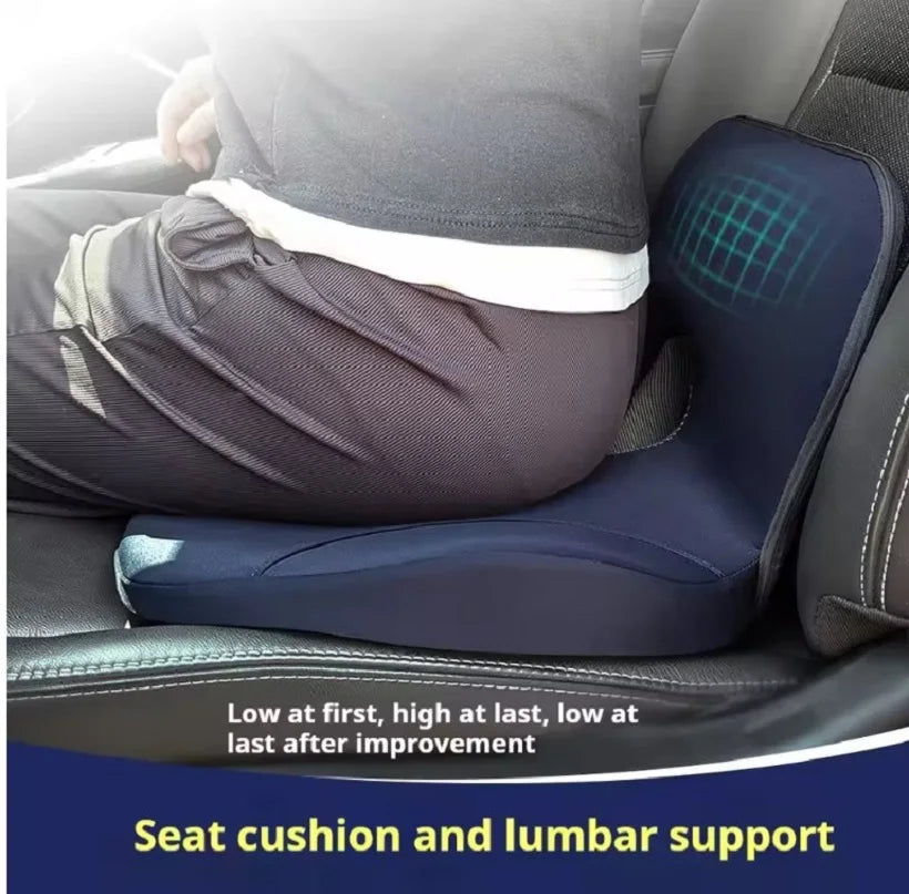 Memory Foam Seat & Back Cushion – Ergonomic Pain Relief