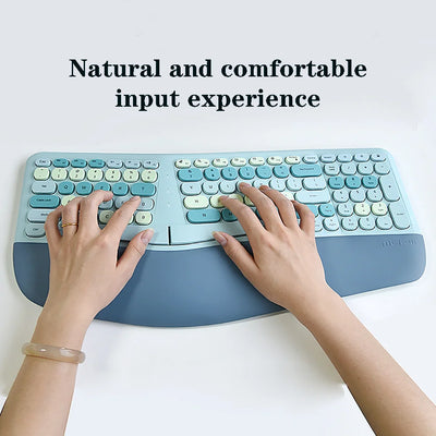 2.4G Wireless Ergonomic Keyboard – Split Arched Wrist Palm Rest