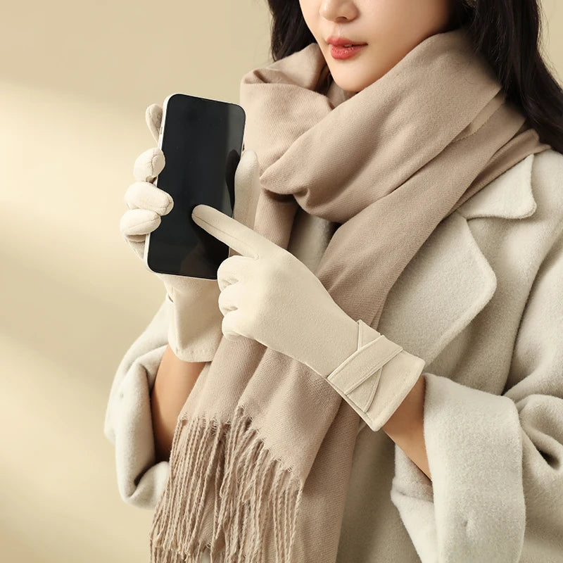 Warme fluwelen winterhandschoenen voor meisjes – winddicht