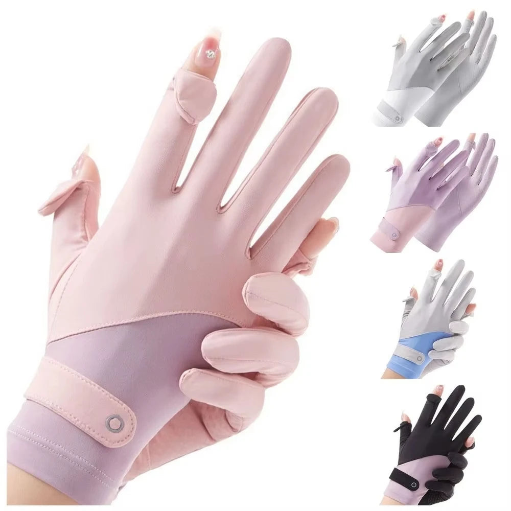 Women’s UV-Protective Ice Silk Gloves – Lightweight Summer