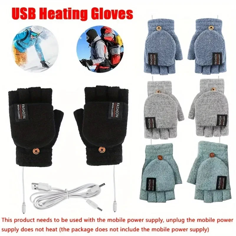 Heated USB Gloves – Winter Half-Finger Hand Warmers