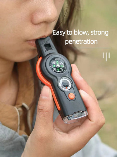 7-in-1 Survival Whistle – Multi-Function Camping & Hiking Travel Tool