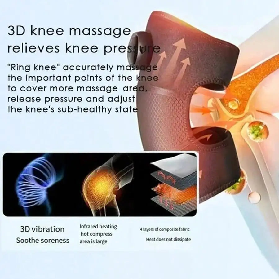 Bandage de massage vibrant chauffant 3 en 1 – Soulagement des genoux