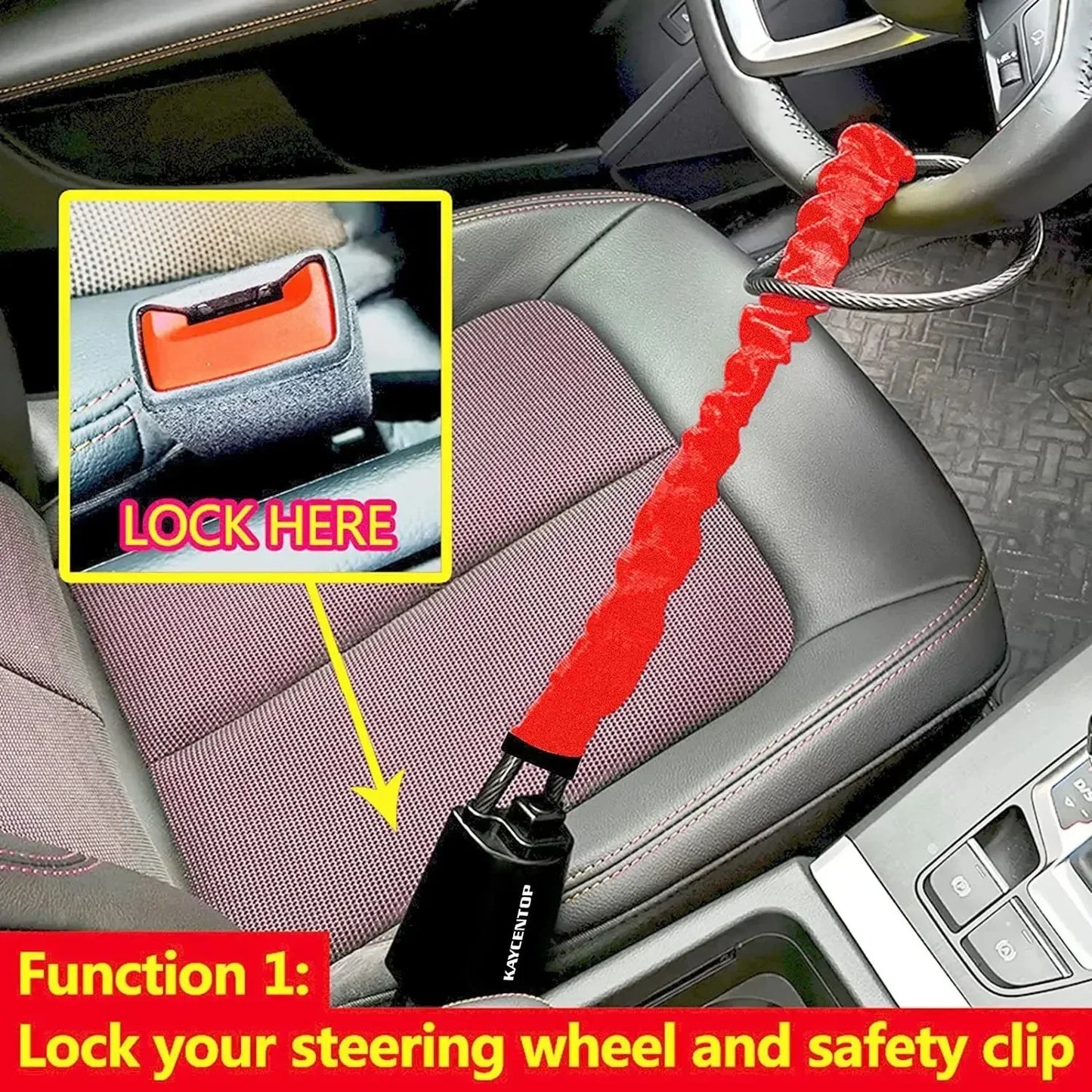 Universal Steering Wheel Lock with Seatbelt Anti-Theft System