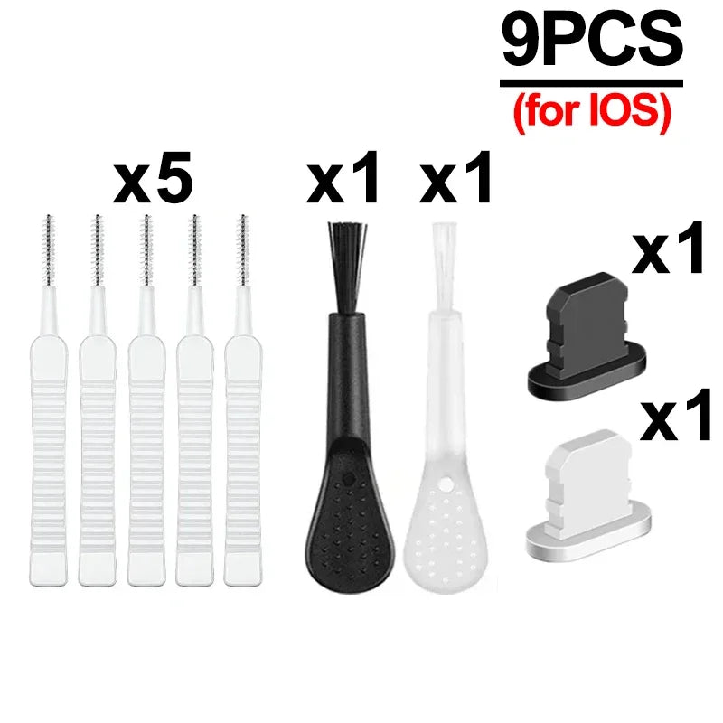 Charging Port Dust Cleaner Brush Set for Type-C & iOS