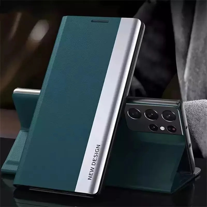 Premium Leather Flip Phone Case for Samsung Galaxy