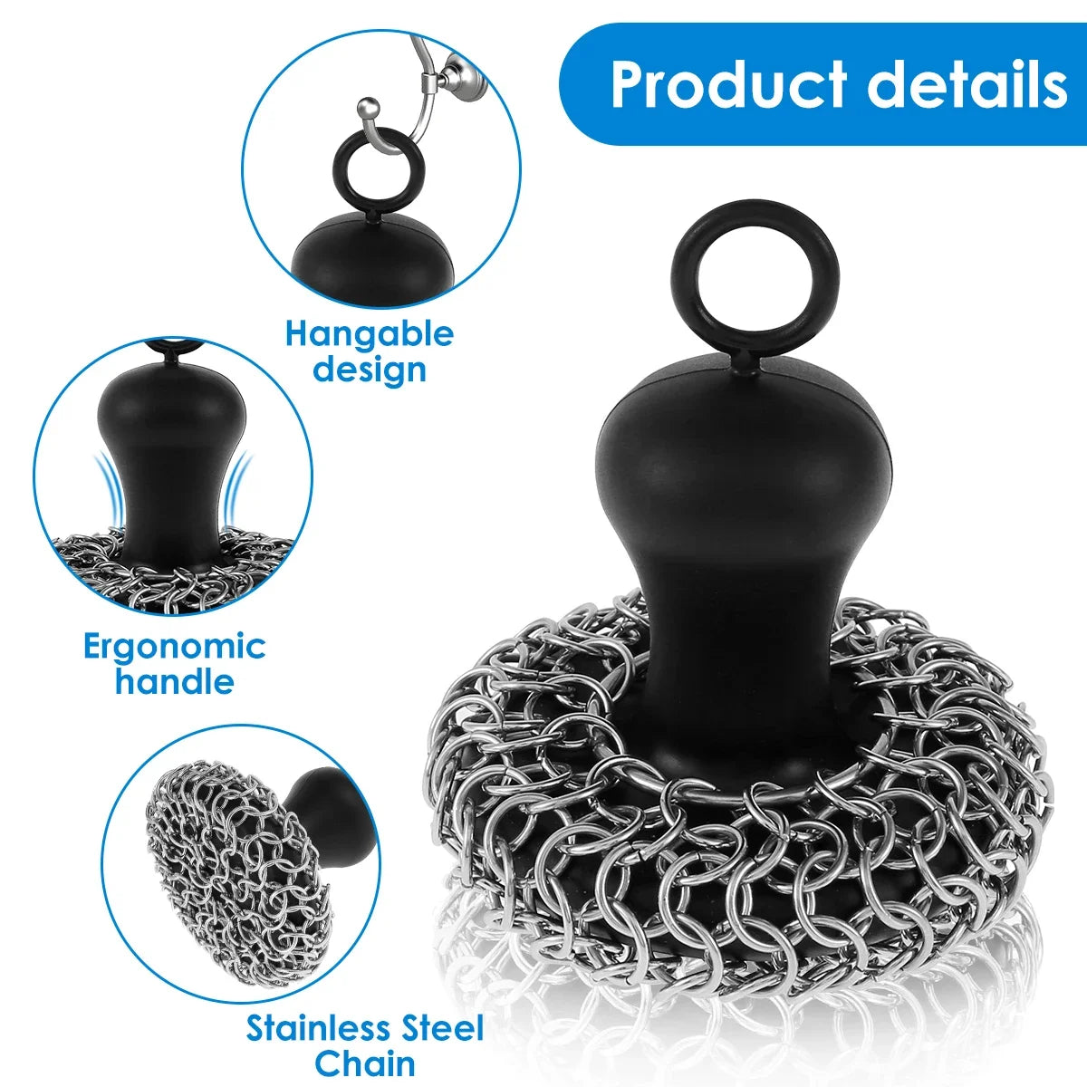 Cast Iron Cleaner Chainmail Scrubber – Grill Cleaning Tool