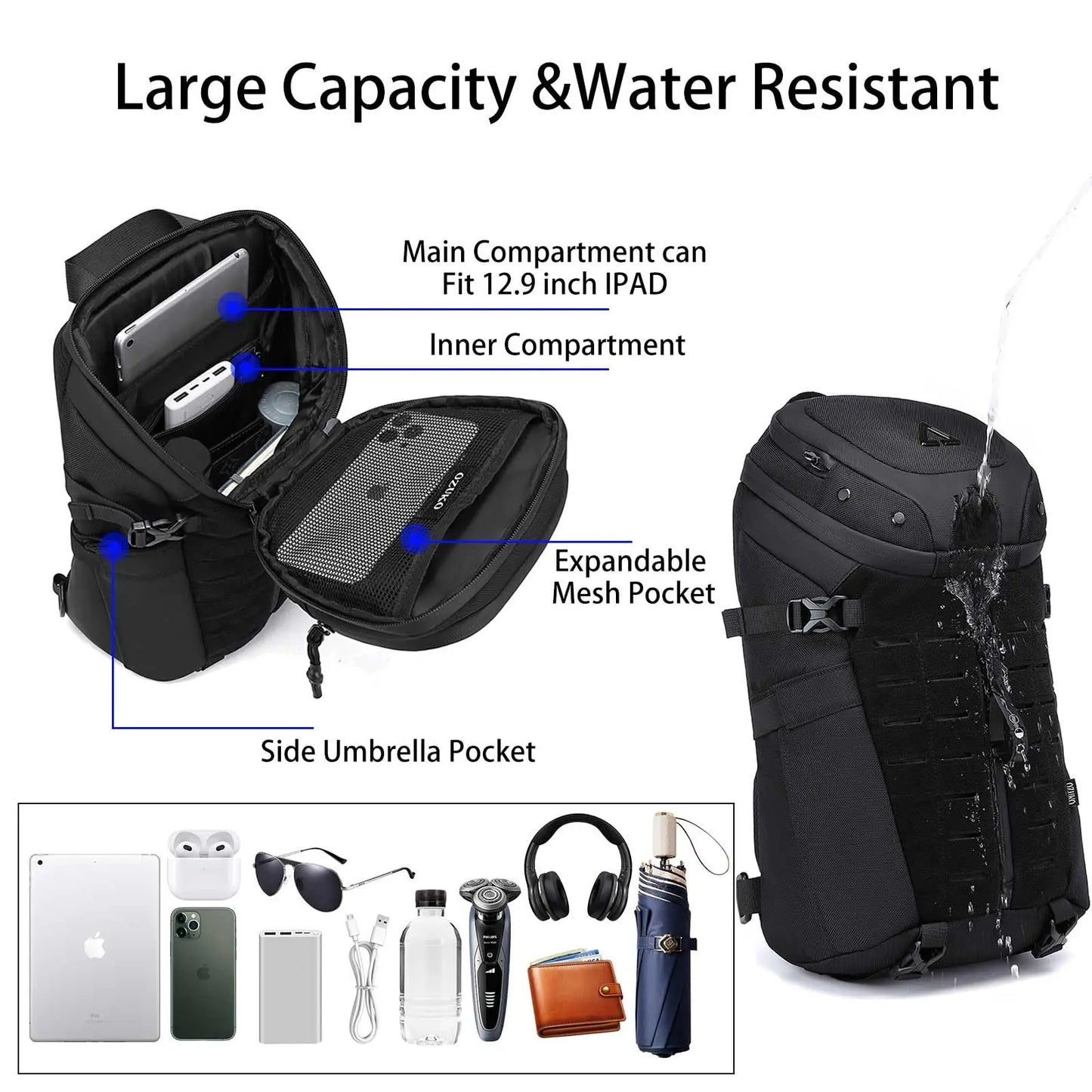 Sac bandoulière antivol pour homme, imperméable