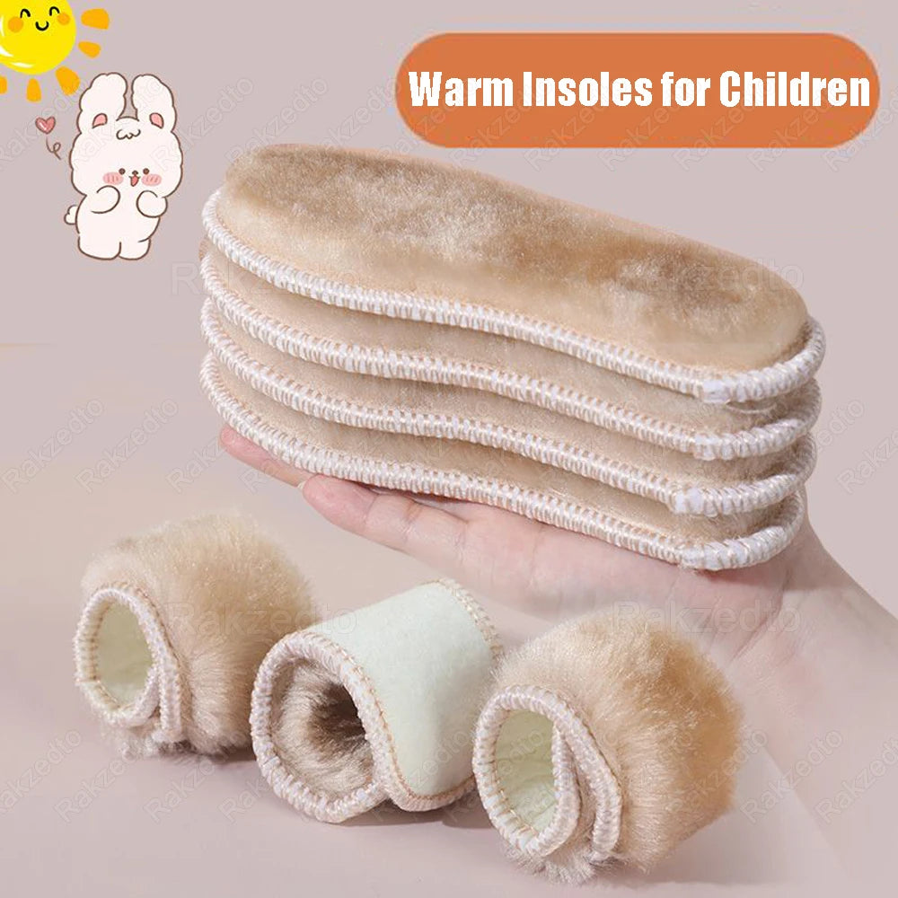 Semelles chauffantes pour enfants – Semelles chaudes d'hiver avec fausse fourrure