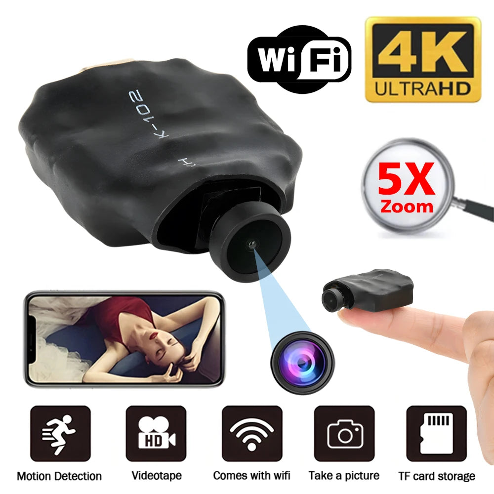 Mini caméra de sécurité sans fil 4K – Caméra espion WiFi cachée