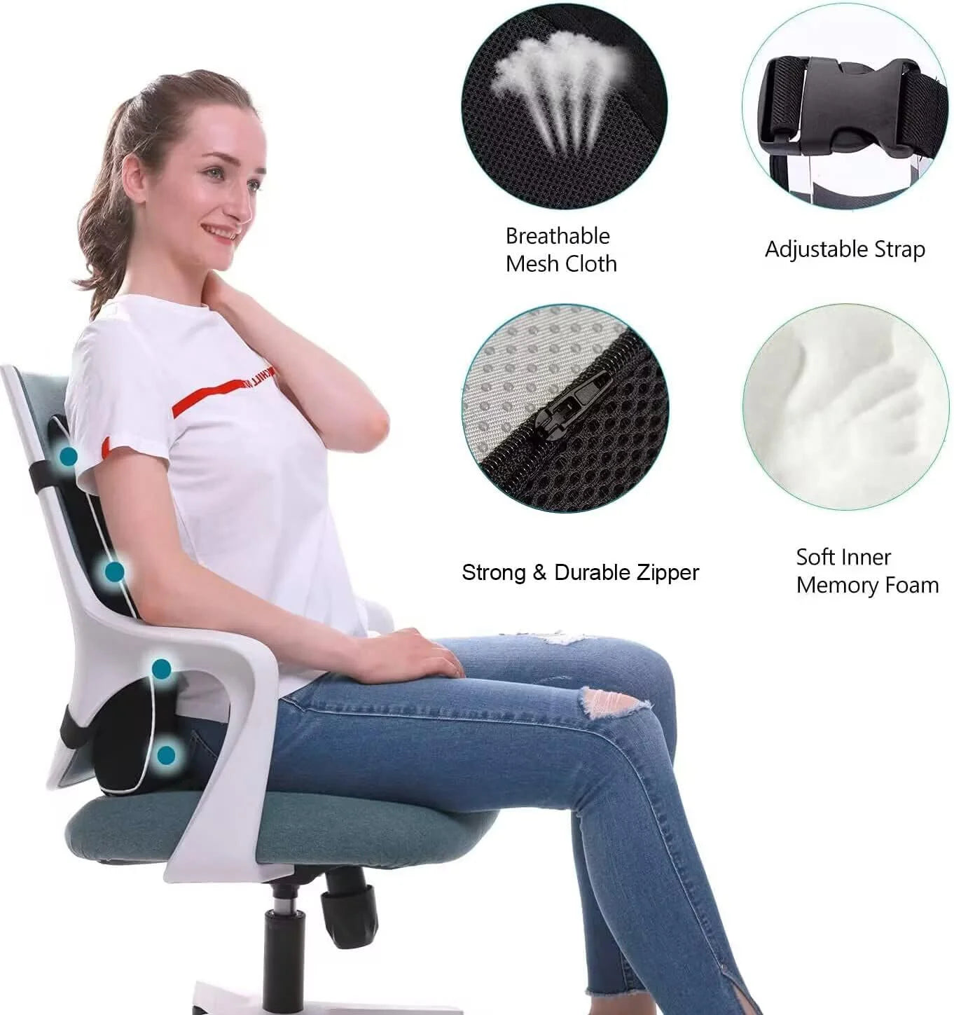 Memory Foam Lumbar Support Cushion – Ergonomic Back Support Relief