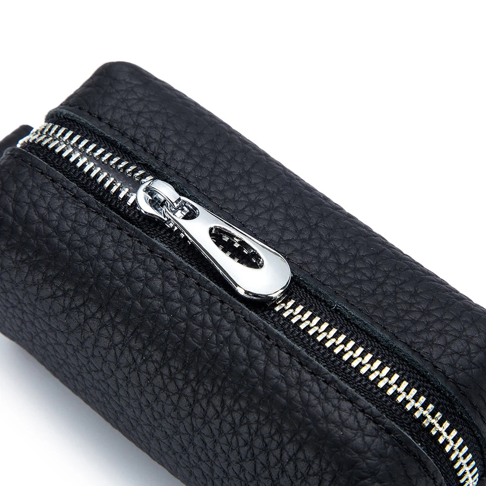 Leather Key Holder with Zipper – Mini Wallet & Key Organizer