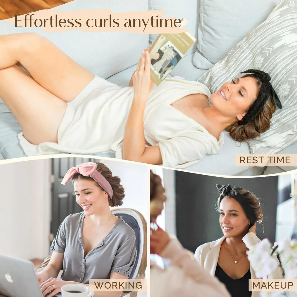 Bigoudis sans chaleur et bandeau de curling en satin – Cheveux bouclés pendant la nuit