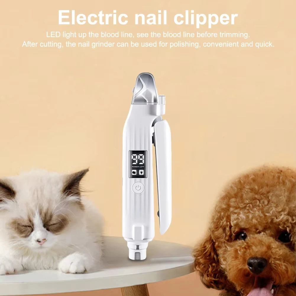 2-in-1 Electric Pet Nail Trimmer with LED – Safe & Quiet