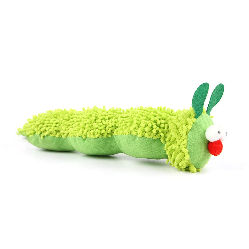 Knabbelspeelgoed voor katten: een rups met kattenkruid en zilverrank.