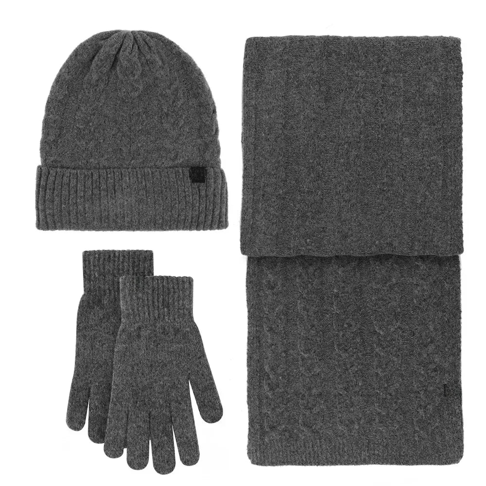 Warm 3-Piece Winter Set – Knitted Hat, Scarf & Gloves