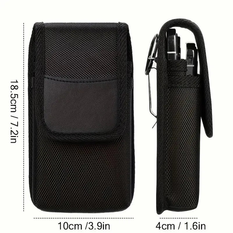 Pochette de ceinture pour téléphone en nylon pour homme avec deux compartiments