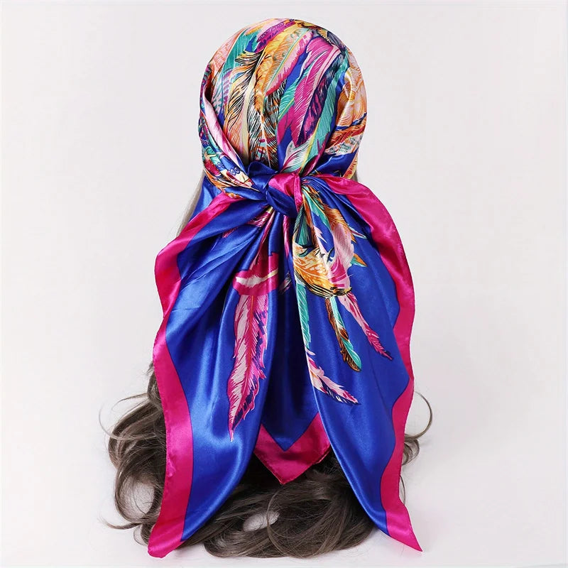 Foulard en soie pour femme 90x90 cm – Bandana carré tendance
