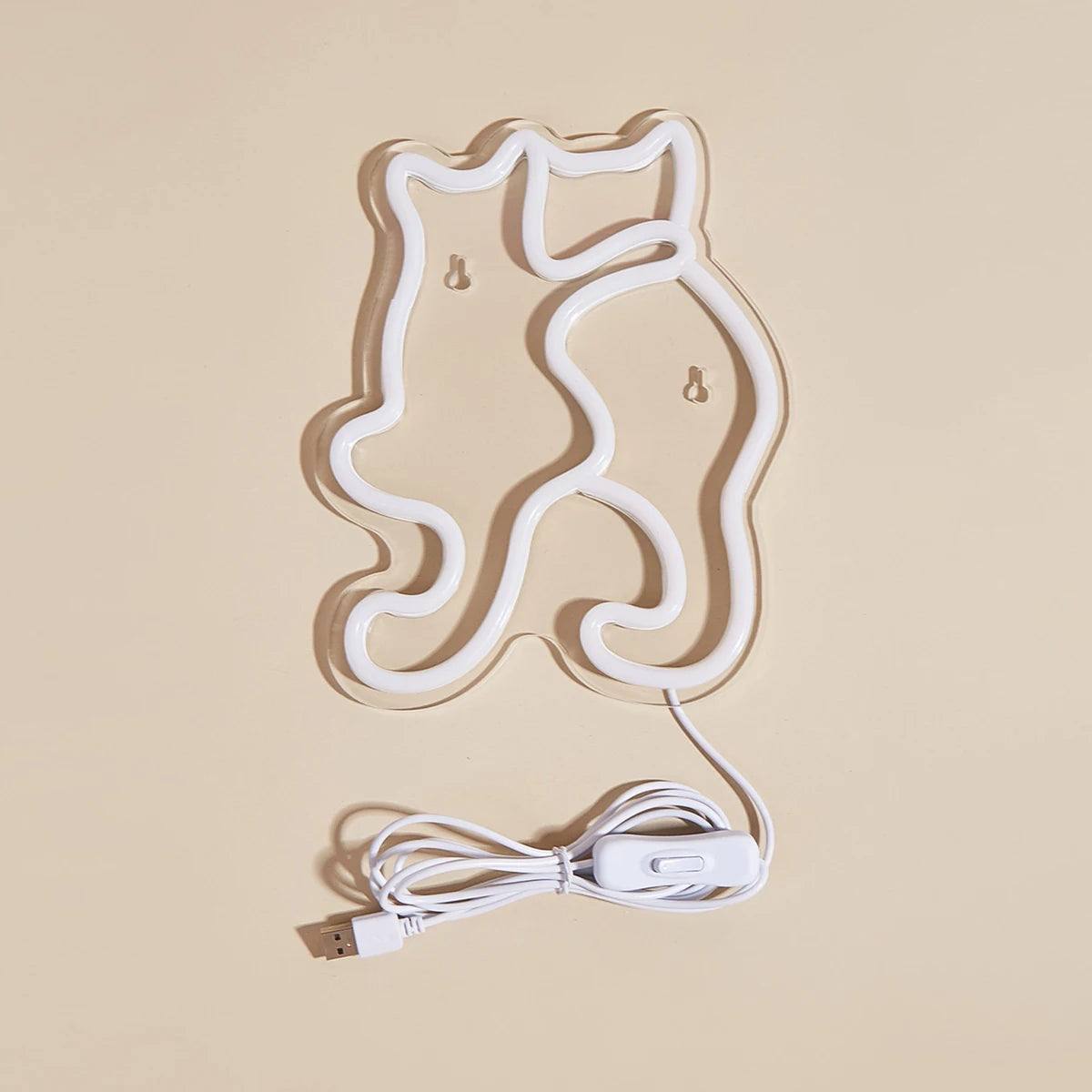 LED-neonbord met kattenprint – USB 3D-nachtlampje