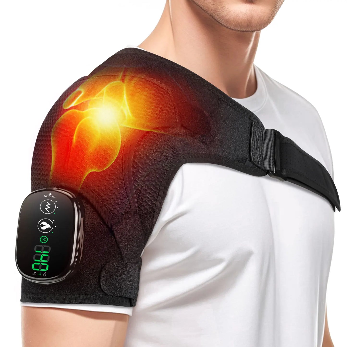 Electric Heating Shoulder Brace – LED Vibration Massage