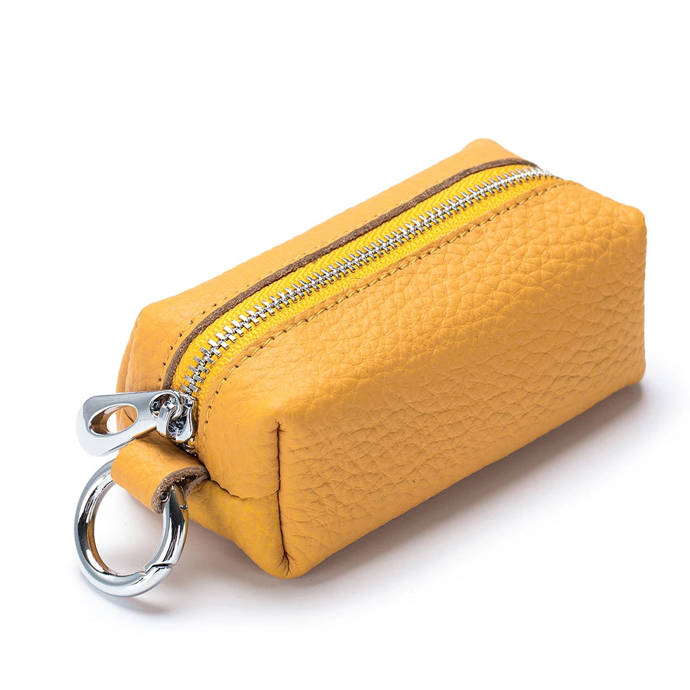 Leather Key Holder with Zipper – Mini Wallet & Key Organizer