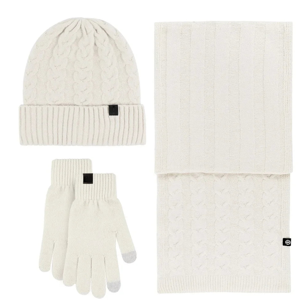 Warm 3-Piece Winter Set – Knitted Hat, Scarf & Gloves