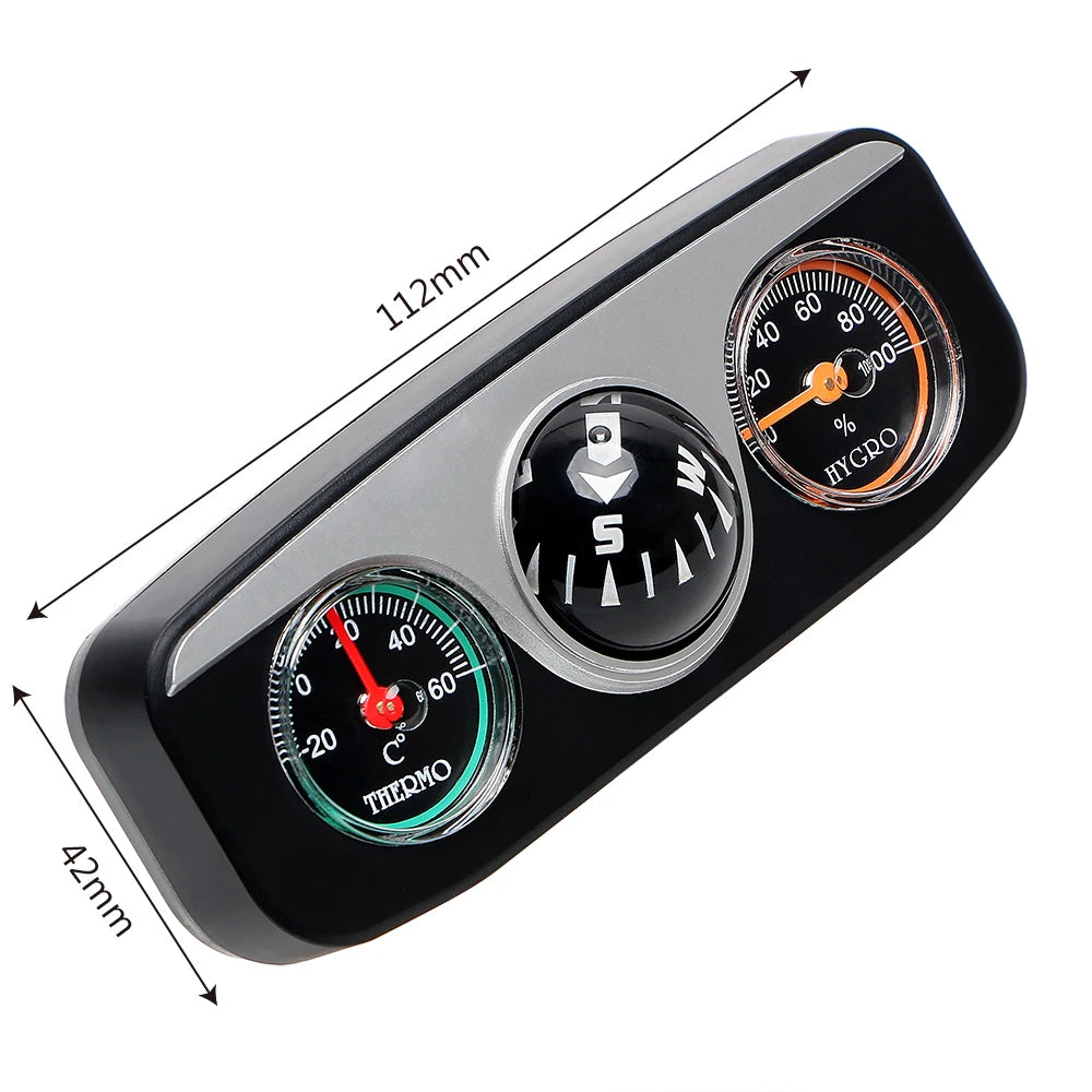 Ensemble d'accessoires de voiture 3 en 1 – Boussole, thermomètre et hygromètre