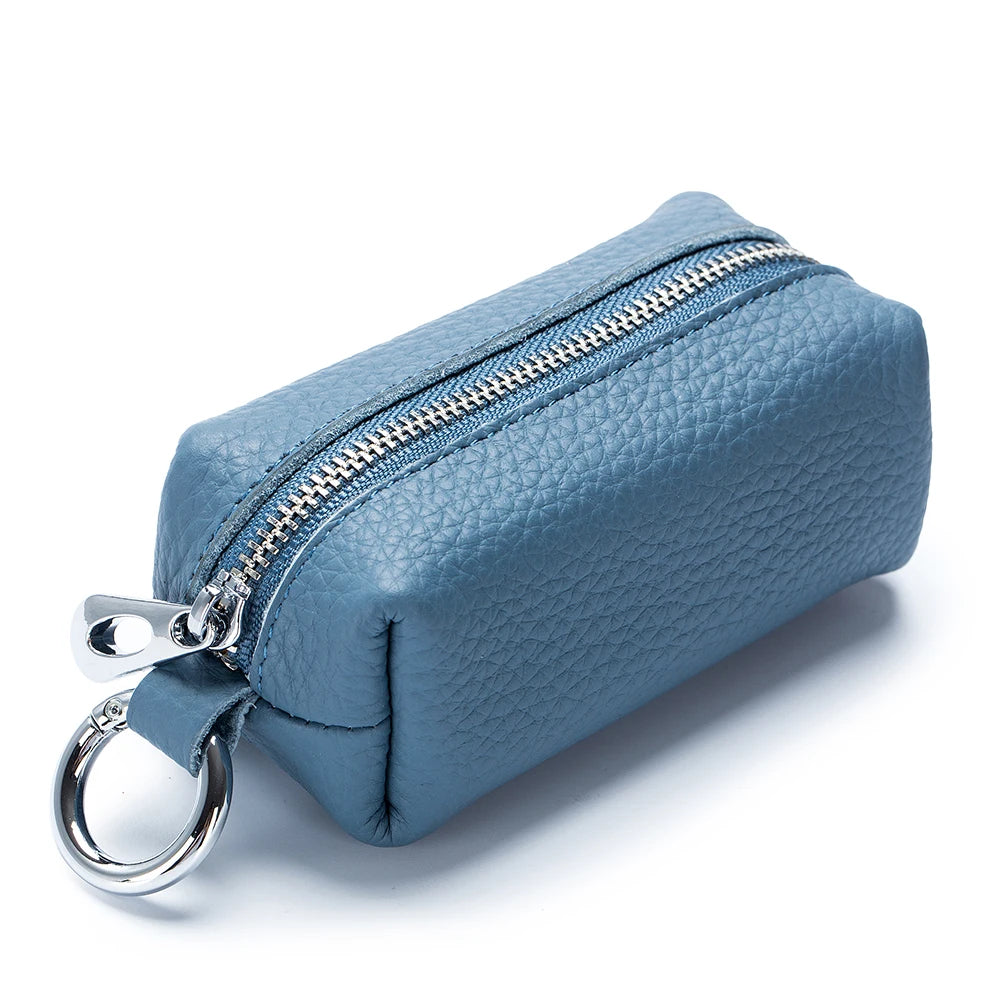 Leather Key Holder with Zipper – Mini Wallet & Key Organizer
