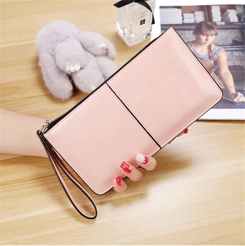 Dames lange portemonnee & clutch met rits – Multi-layer organizer
