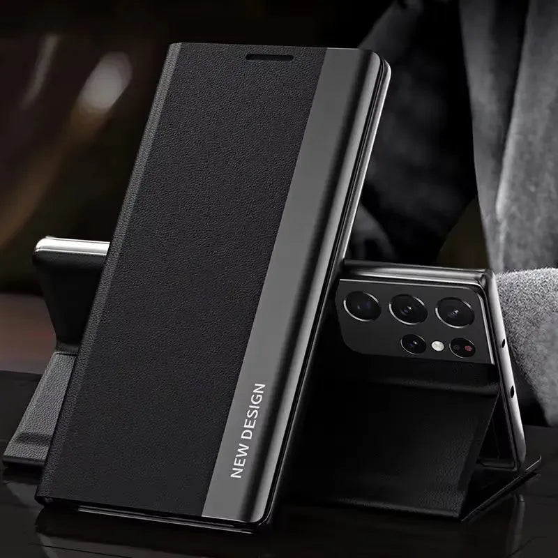 Premium Leather Flip Phone Case for Samsung Galaxy