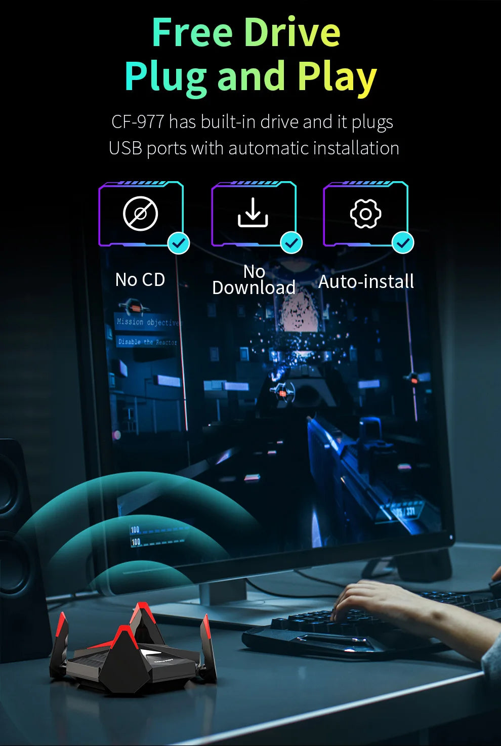 AX5400 WiFi 6 USB Adapter – 5374Mbps Wireless Receiver