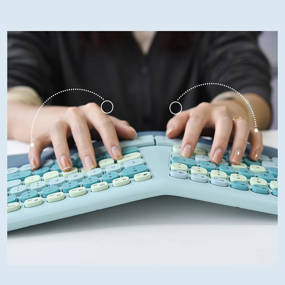 2.4G Wireless Ergonomic Keyboard – Split Arched Wrist Palm Rest