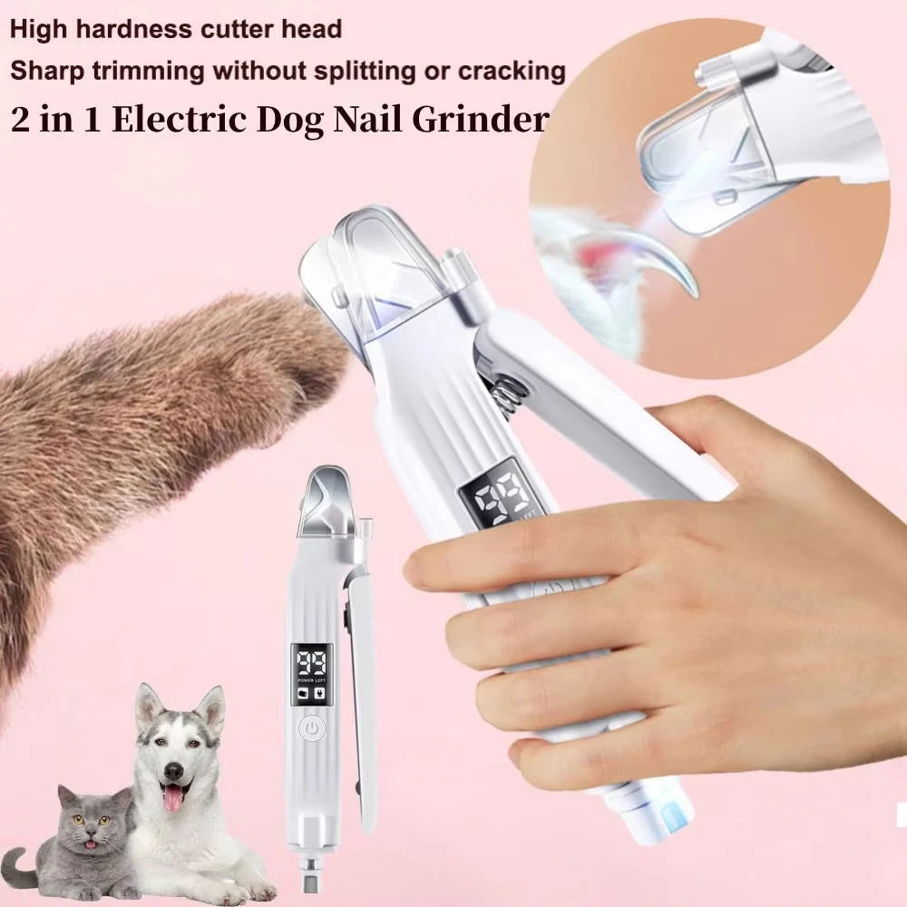 2-in-1 Electric Pet Nail Trimmer with LED – Safe & Quiet