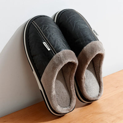 PU Leather Winter Slippers Warm Indoor & Home Shoes