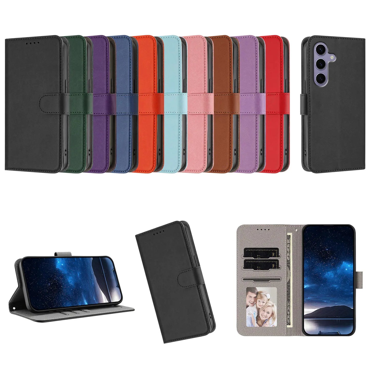 Leather Magnetic Flip Phone Case – Wallet Cover for Samsung Galaxy