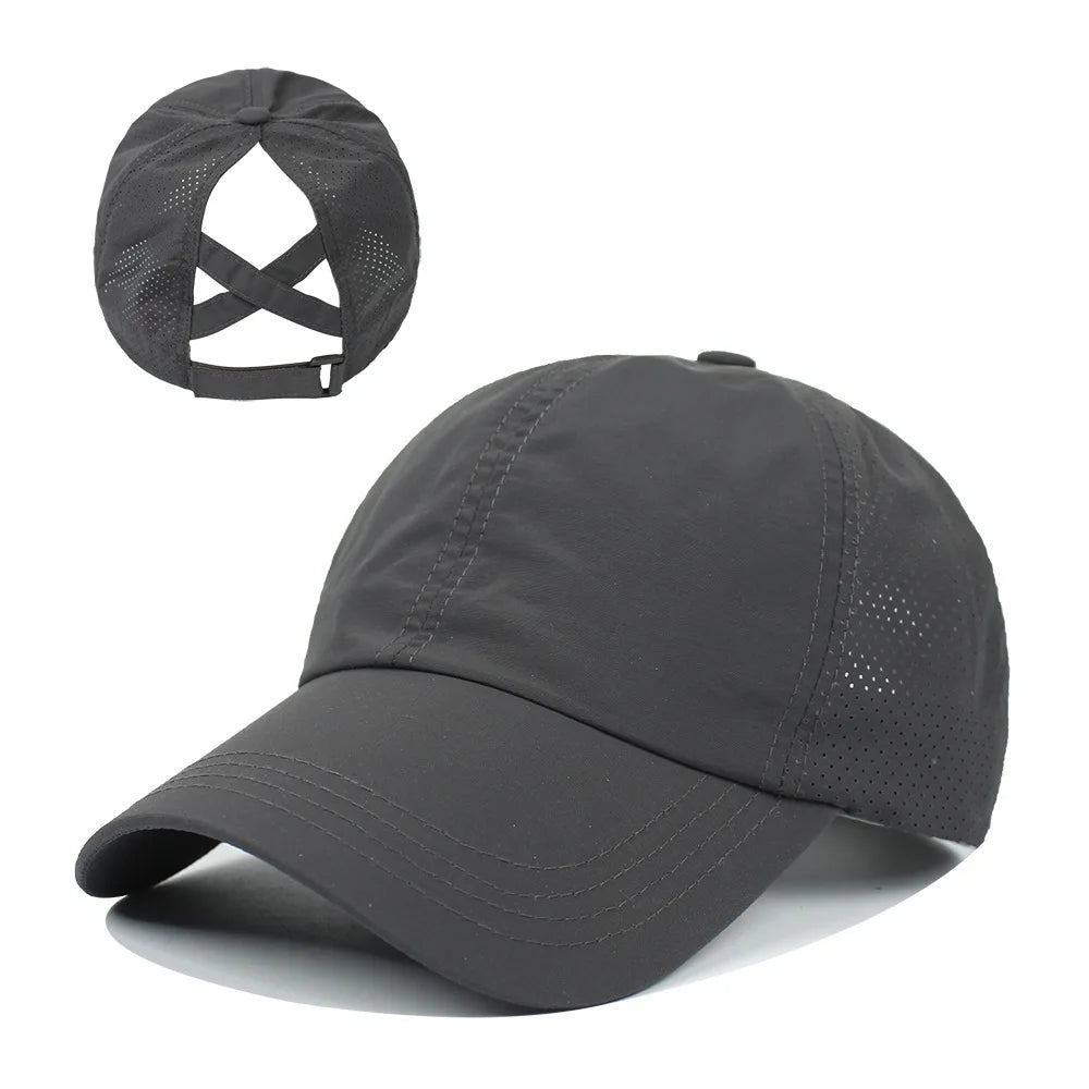 Summer Solid Color Baseball Cap – Women Ponytail Sports Cap