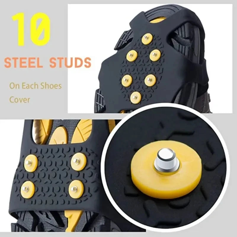 2-Pack Anti-Slip Shoe Grips with Steel Spikes for Snow & Ice