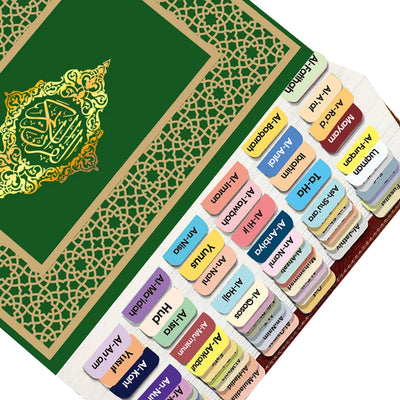 Quran Index Tabs – 125 Laminated Surah Chapter Stickers