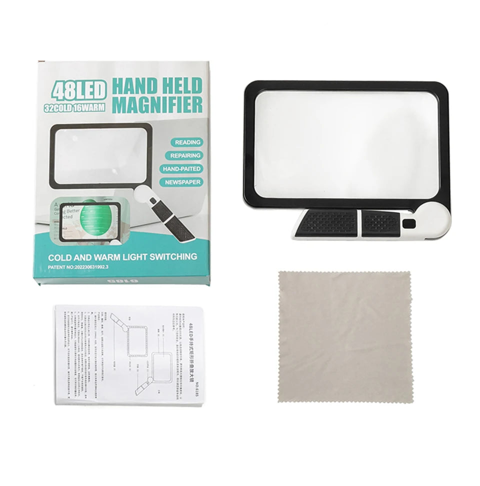 Portable Illuminated Magnifier – 5X Square Magnifying Glass
