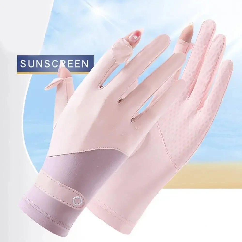 Women’s UV-Protective Ice Silk Gloves – Lightweight Summer