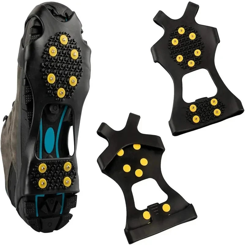 2-Pack Anti-Slip Shoe Grips with Steel Spikes for Snow & Ice