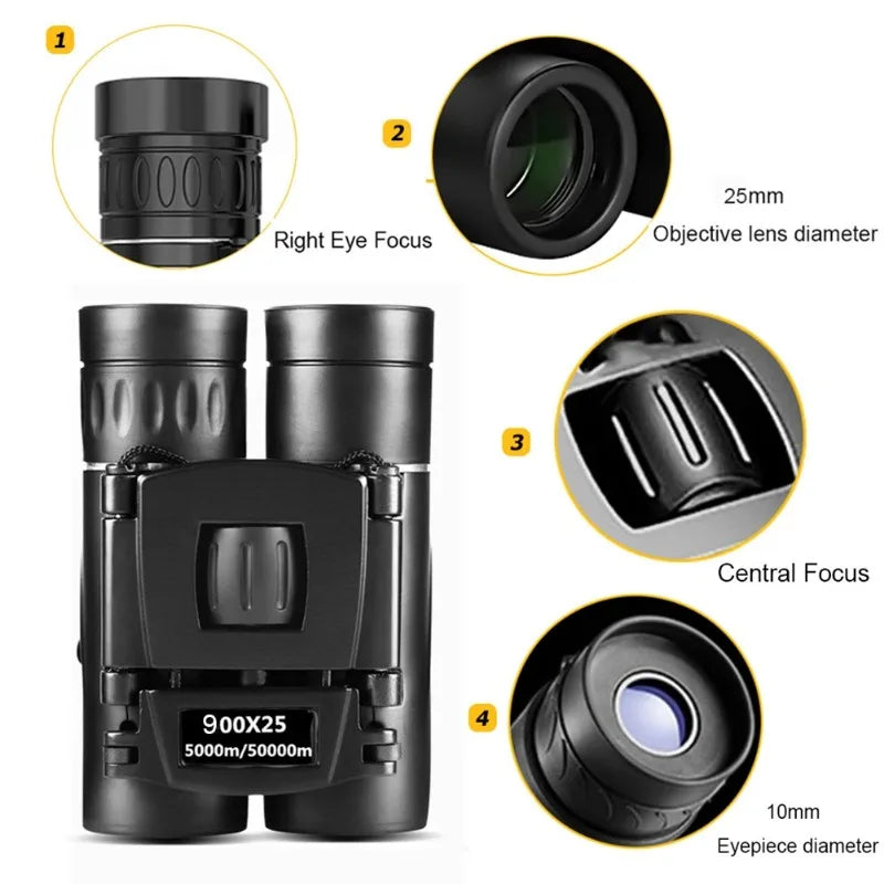 900x25 HD Zoom Monocular – BAK4 Portable Telescope