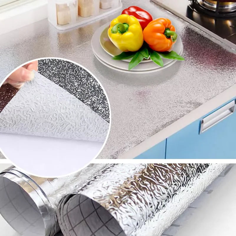 Kitchen Aluminum Foil Sticker – 40cm Waterproof, Heat-Resistant Liner