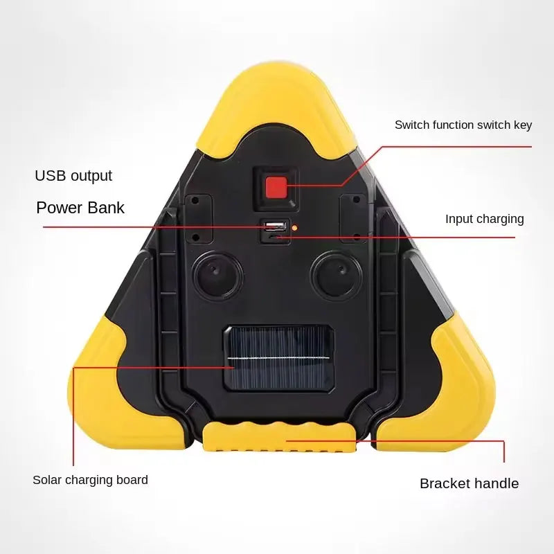 3-in-1 Solar Triangle LED Emergency Light for Outdoor Use