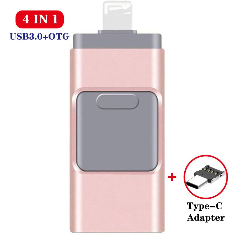 Clé USB 4-en-1 – Compatible avec iPhone et iPad pour un fichier sécurisé